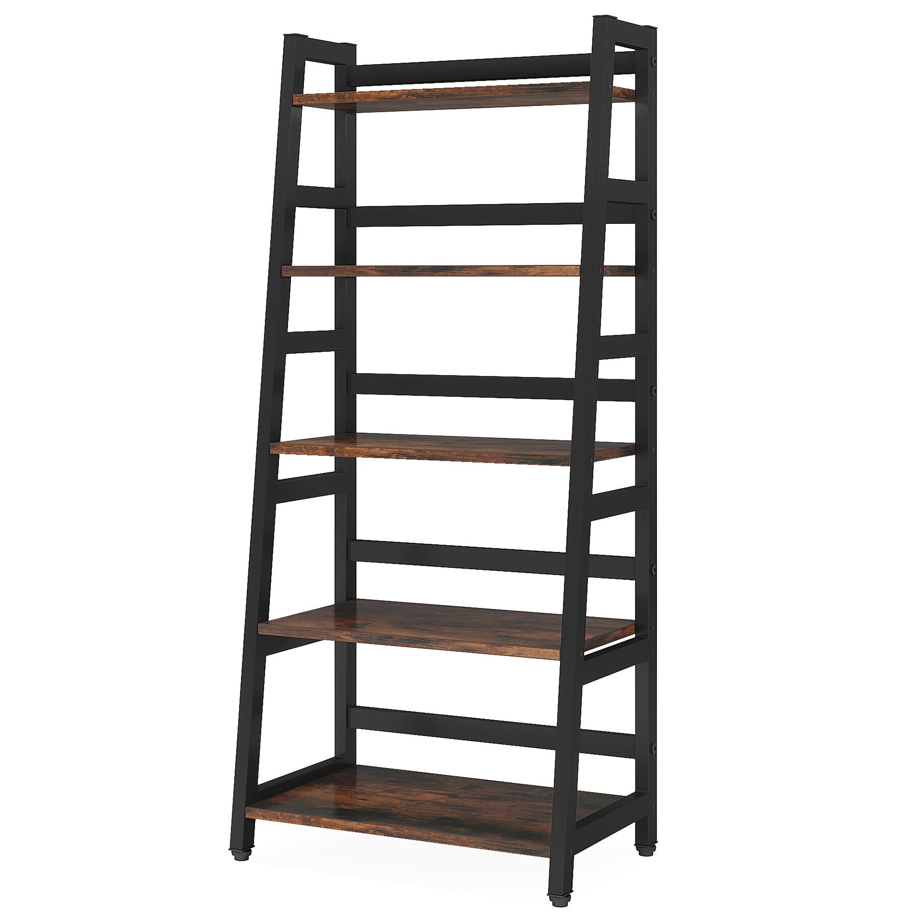 5-Tier Bookshelf, Ladder Bookcase Etagere Storage Shelf_voghion.com
